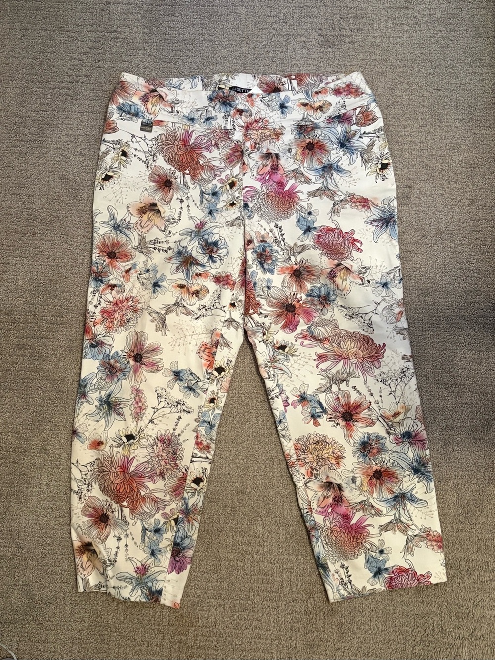 LISETTE White Floral Ankle Jeans with Multicolor Bloom Print